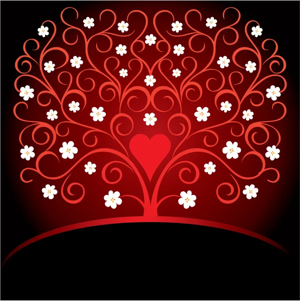 Valentijn decoratieve kaart met boom — Stockvector