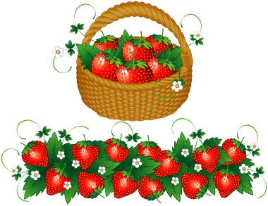 Basket of strawberries clipart