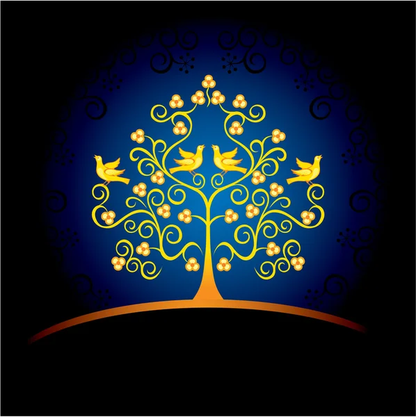 Декоративна листівка з деревом — стоковий вектор