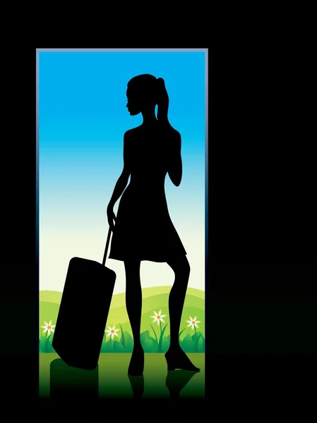Girl with baggage — Stock Vector