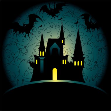 Halloween invitation with castle clipart