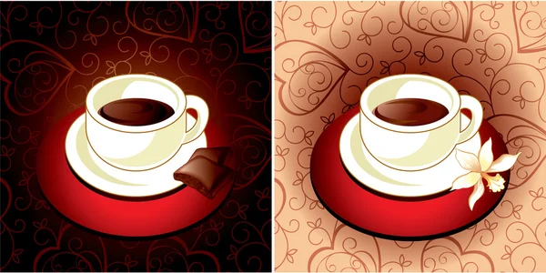 Fincan kahve vanilya ve çikolata — Stok Vektör