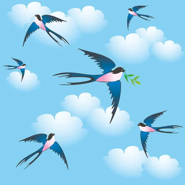 Jarní ptáci — Stockový vektor