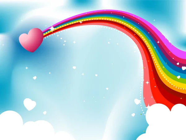 Barn körenstezka rainbow srdce — Stockový vektor