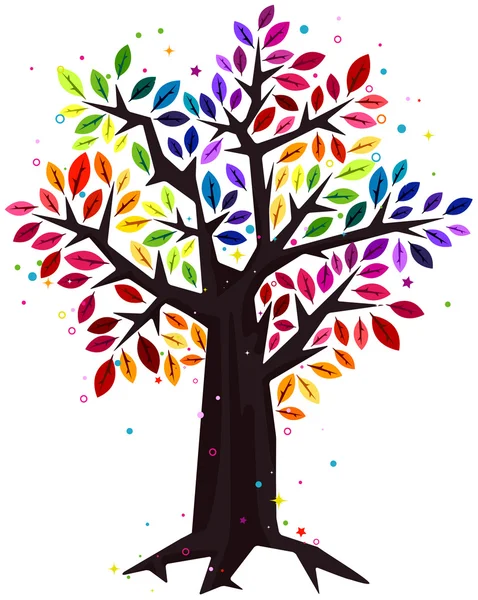 Árvore de cor arco-íris — Vetor de Stock