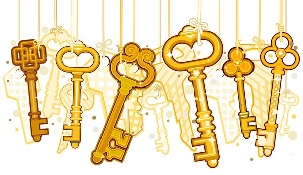 Χρυσά κλειδιά με χορδές — Διανυσματικό Αρχείο