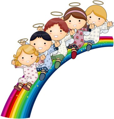 Angels on Rainbow clipart