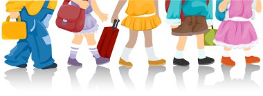 Children Going to School clipart