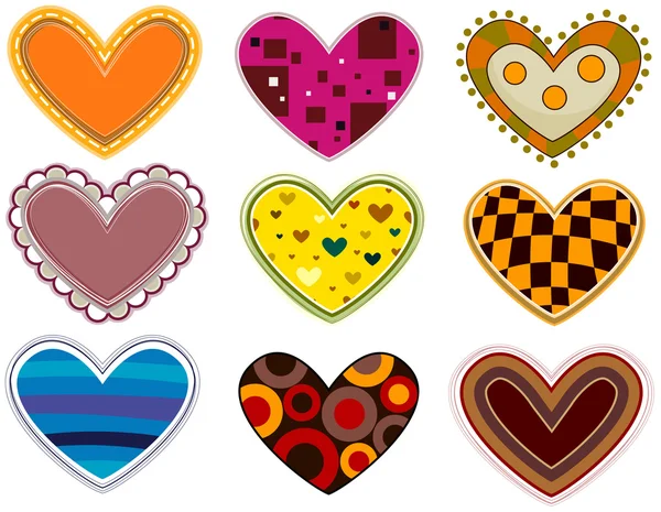 Funky Heart Patches — Stock Vector