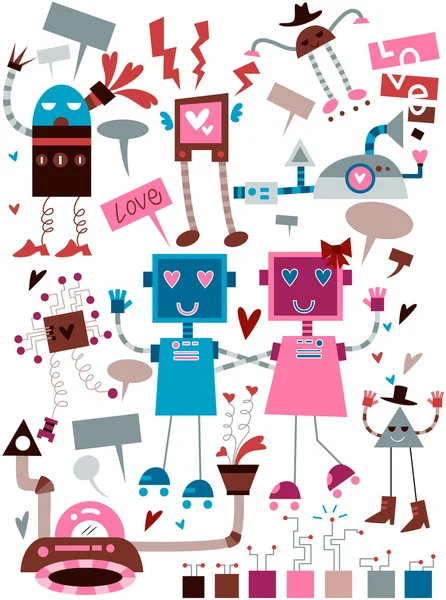 Robots d'amour — Image vectorielle