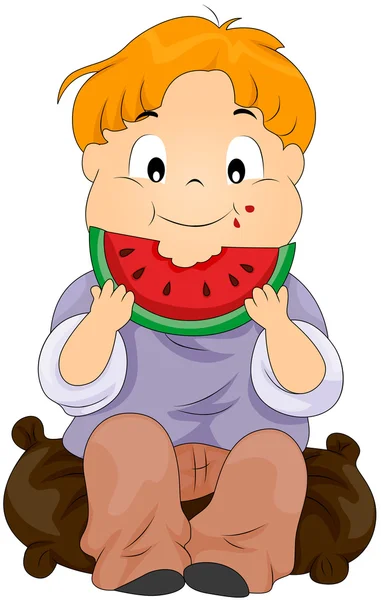 Manger des enfants pastèque — Image vectorielle