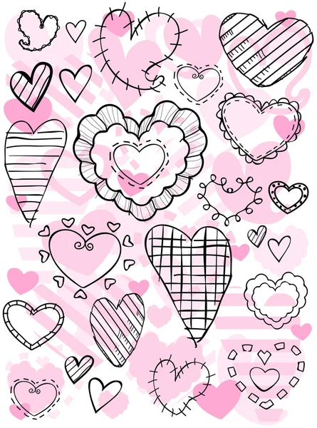 Hjärtat doodles — Stock vektor