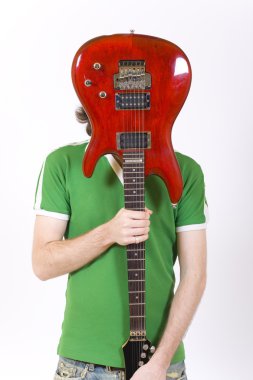 Young man with a guitar clipart