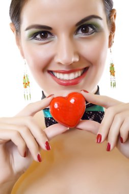 Young pretty girl holding heart clipart