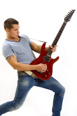 Passionate guitarist playing clipart