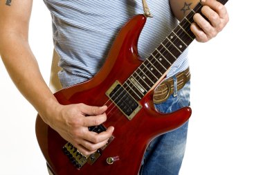 Electric guitar being played clipart