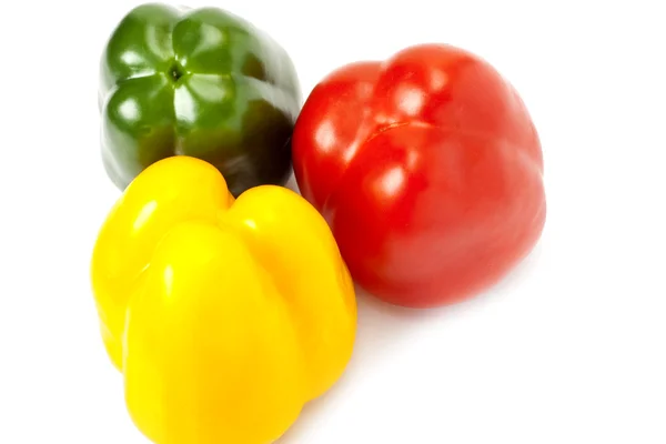 Červená, žlutá a zelená paprika — Stock fotografie