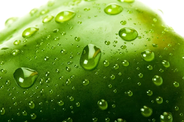 Green bell pepper with water droplets — Stock Photo, Image