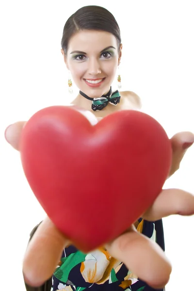 Flicka med ett hjärta — Stockfoto