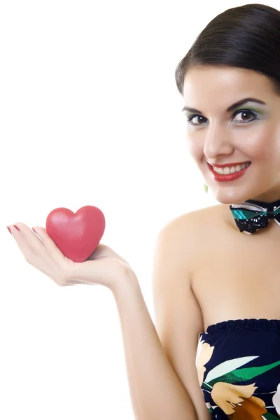 Woman holding a heart — Stock Photo, Image