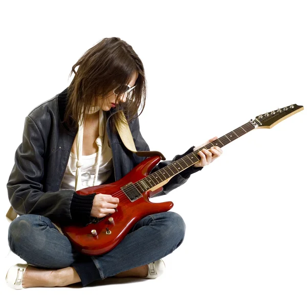 Rock girl playing — Stock Photo, Image