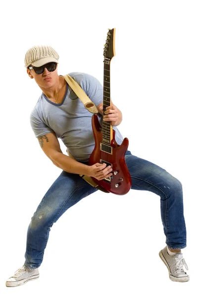 Rockstar με μια κιθάρα — Φωτογραφία Αρχείου