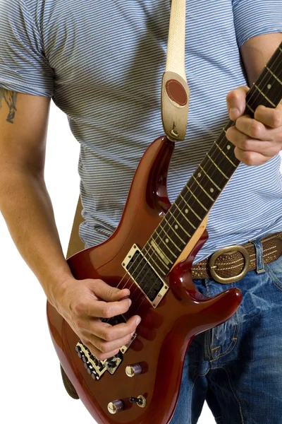 Closeup of a guitarist — Stock Photo, Image