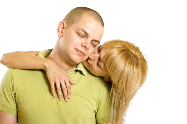 Vrouw kussen man — Stockfoto