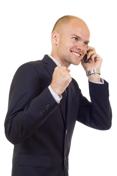 Empresário discutindo em um telefone celular — Fotografia de Stock