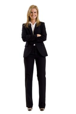 Blonde businesswoman wearing office clothes clipart