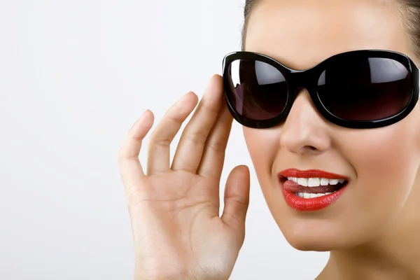 stock image Woman with black sunglasses