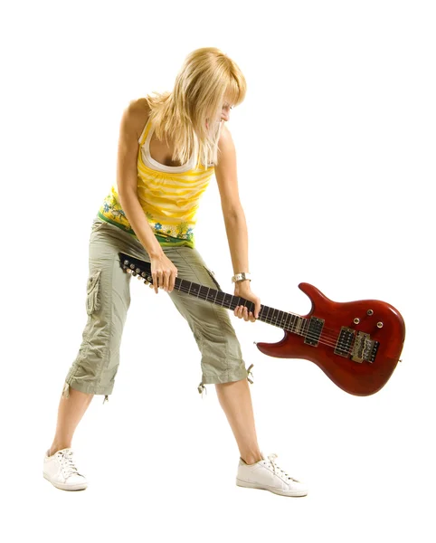 Zerbricht ihre Gitarre — Stockfoto