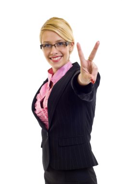Businesswoman victory sign clipart