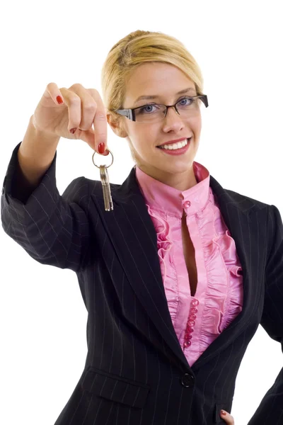 stock image Woman holding keys