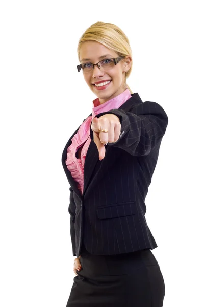 Businesswoman pointing — Stockfoto