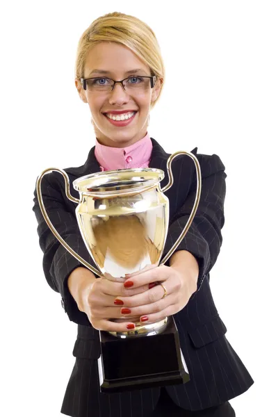 Winning a gold cup — Stock Photo, Image