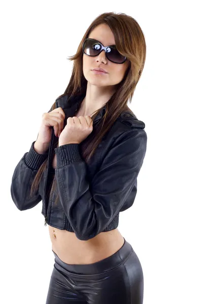 Slim girl wearing sunglasses — Stock Photo, Image