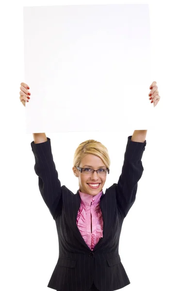 Woman with empty white board Royalty Free Stock Images