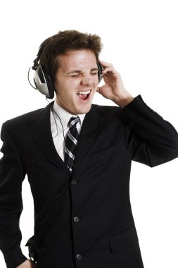 Man listening to music clipart