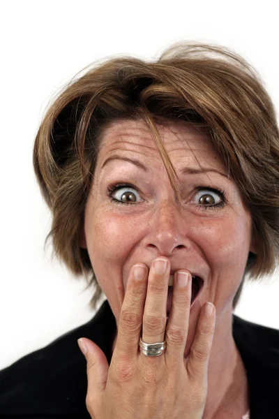 Mulher com um rosto surpreso — Fotografia de Stock