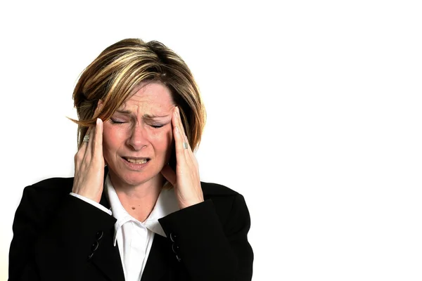 Бізнес-леді з головний біль — стокове фото
