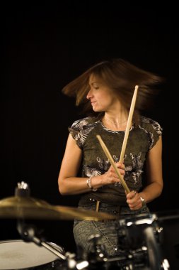 Woman drummer clipart