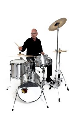 Drummer on white clipart