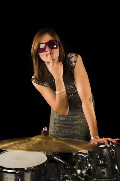 Woman drummer — Stock Photo, Image