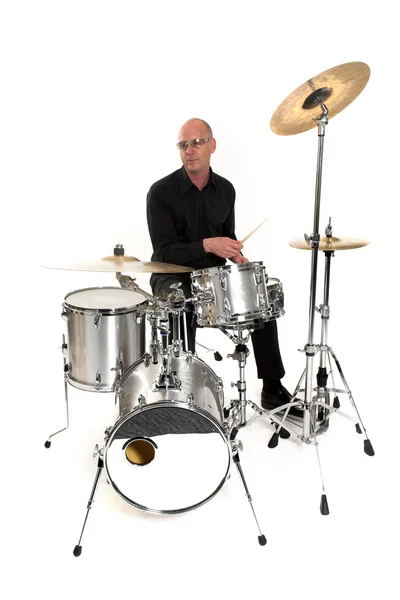 Drummer on white — Stock Photo, Image