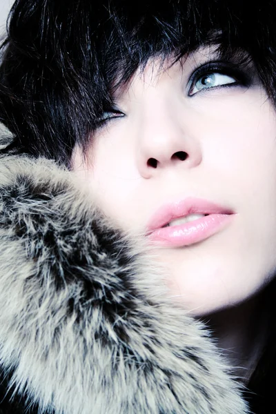 Fashion girl with furs — Stock Photo, Image