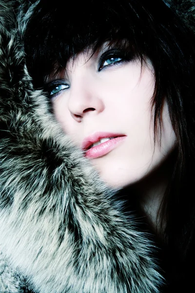 stock image Fashion girl with furs