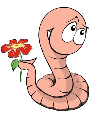 Worm with flower clipart