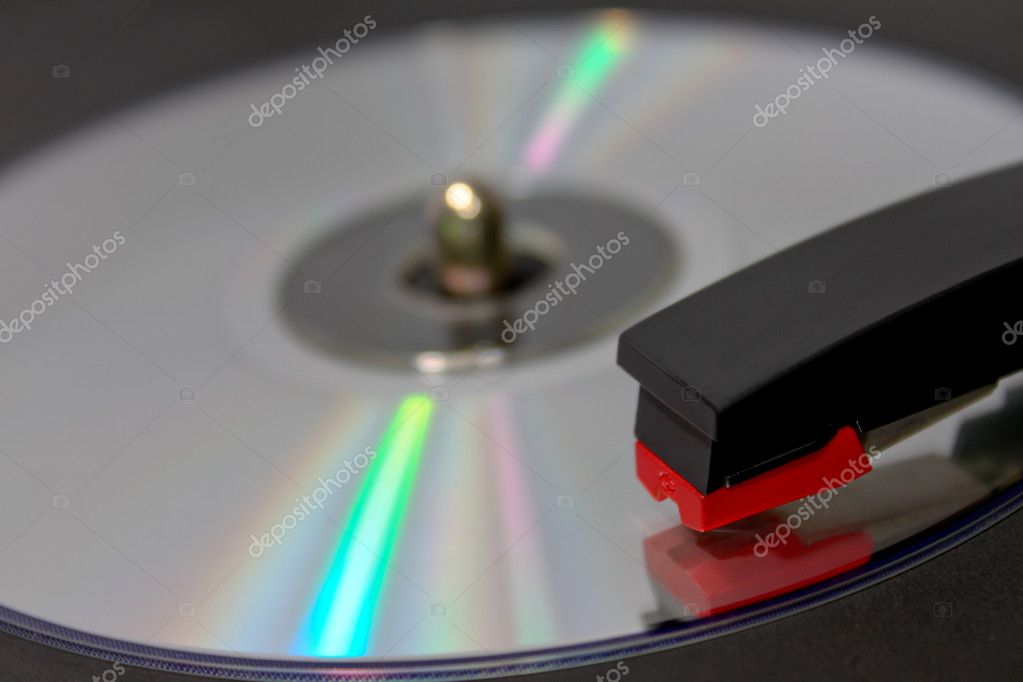 CD Disc Spinning on Vinyl Record LP Player — Stock Photo © alexmorales ...