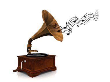 Gramophone playing music. clipart